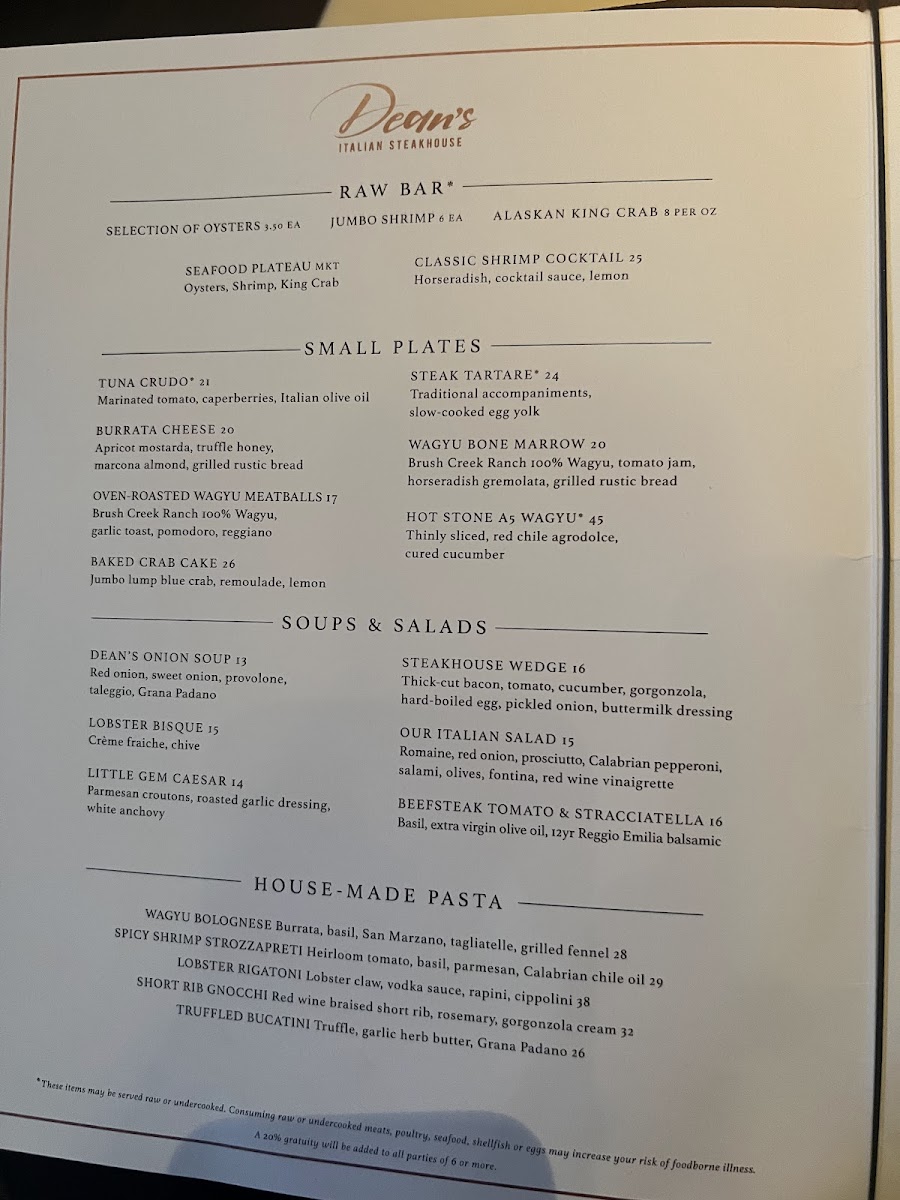 Dean's Italian Steakhouse Menu - Image 4